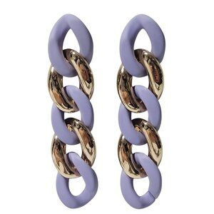 Retro Chunky Purple Gold Chain Link Dangle Earrings Fashion Jewelry Women